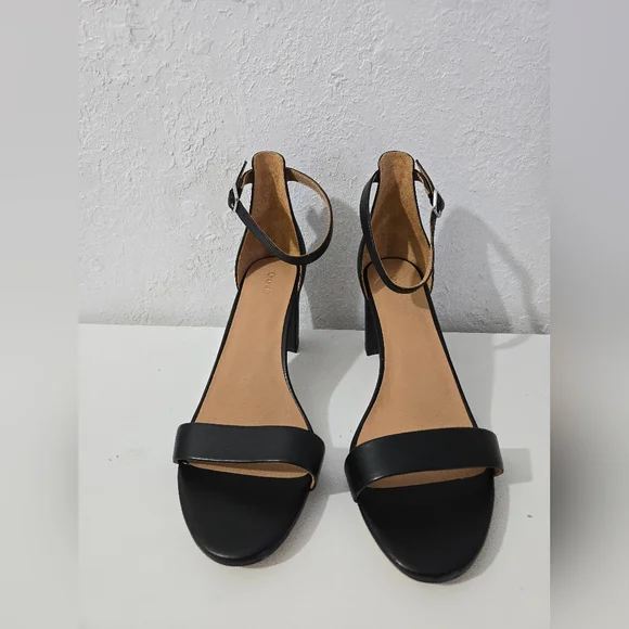 Quince Italian Leather 65mm Strappy Block Heel Sandal Black Women's Size 10 - Picture 2 of 5